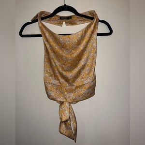 Nasty Gal Yellow Floral Open-Back Top